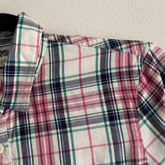 J.Crew Women 00 Mint Strawberry Plaid Cotton Preppy Button Front Boy Shirt - Picture 7 of 11